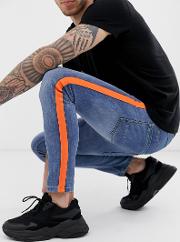 Skinny Jean With Neon Orange Taping