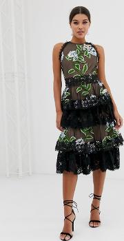 Bronx & Banco Bridget Ruffle Midi Dress