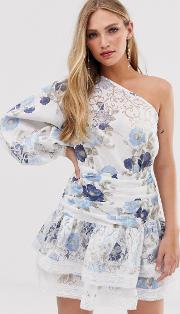 Bronx & Banco Lora Sky One Sleeve Floral Mini Dress