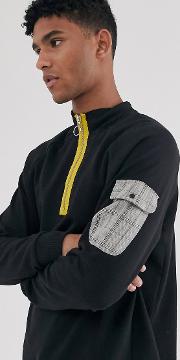 Brooklyn Supply Co Funnel Neck Sweatshirt With Check Pocket