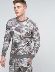 Washed Out Palm Print Sweatshirt