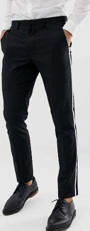 Tuxedo Suit Trousers With Tipping