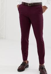 Wedding Skinny Fit Stretch Suit Trousers Raspberry