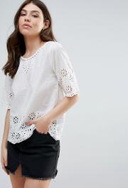 b.young broderie anglaise  sleeve tie back top