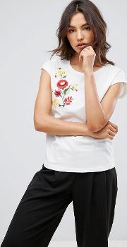 B.young Floral Embroidery T Shirt