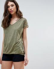 b.young short sleeve  shirt with lace back
