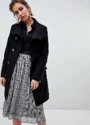Military Button Wool Coat