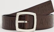 Magnified Embossed Logo Leather Belt