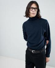 playoff turtleneck knitted jumper in navy