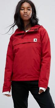 Pullover Jacket In Water Repellant Fabric With Hood