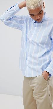 stripe shirt with embroidered logo