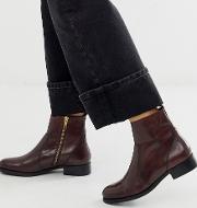 Leather Flat Ankle Boots