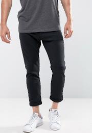 slim fit cropped trousers in jersey