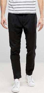 Slim Fit Trousers With Drawstring Waist