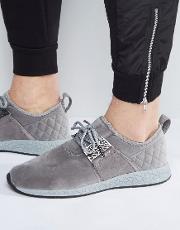 katsuro trainers  grey with quilted heel detail