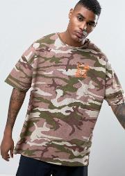 oversized camo t shirt with back print
