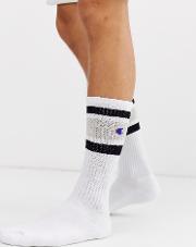 Premium Band Embroidered Crew Socks