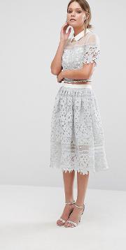 Chi  London Premium Lace Skirt Co Ord