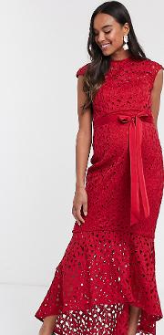 Crochet Lace Midaxi Dress