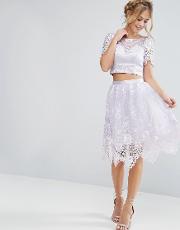 midi skirt in scallop lace
