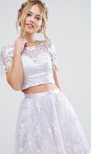 sweetheart crop top in scallop lace