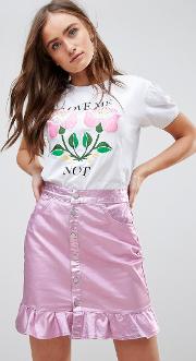 t shirt with sateen floral print
