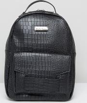 claudia conova croc embossed small pocket front backpack