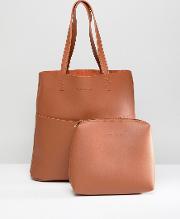Unlined Two Pocket Tote Bag
