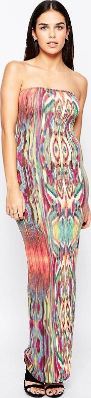 essentials tube maxi dress in tribal print multi