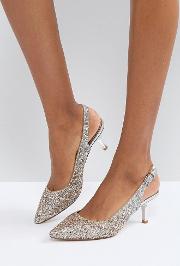Glitter Pointed Kitten Heel Shoes