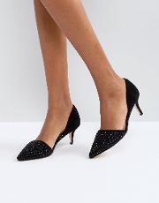 hotfix black kitten heel shoe