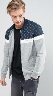 jersey bomber jacket with dot print  grey 10003759 a01