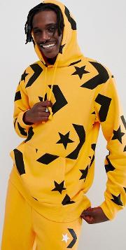 pullover hoodie with all  print  yellow 10007037 a05