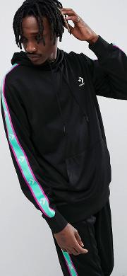 pullover hoodie with taped side stripes in black 10007588 a05