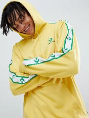 pullover hoodie with taped side stripes in yellow 10007588 a03