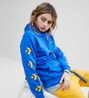 star chevron graphic pullover hoodie in blue