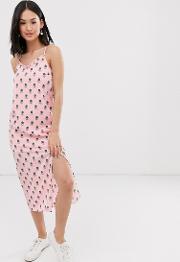 Cami Strap Midi Dress With Thigh Split