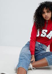funnel neck sweat with usa print