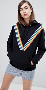 hoodie with chevron rainbow stripe