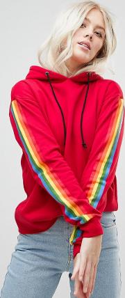 Hoodie With Rainbow Taping