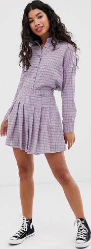 Pleated Mini Skirt Gingham Co
