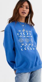 Relaxed Sweatshirt With Moon Print