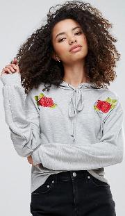 Rose Embroidery Hoodie