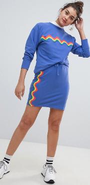 Skirt With Wave Rainbow Stripe