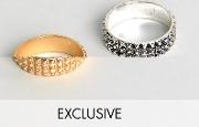 designb gold & gunmetal band rings with studs  2 pack exclusive to asos