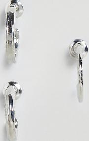 designb silver hoop earrings  3 pack