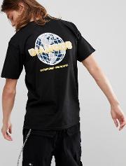 t shirt with worldwide back print  black