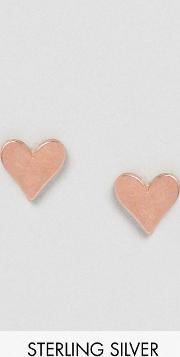 rose gold plated heart stud earrings