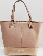 taupe and rose gold colourblock shopper