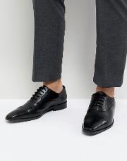 toe cap derby shoes in black leather